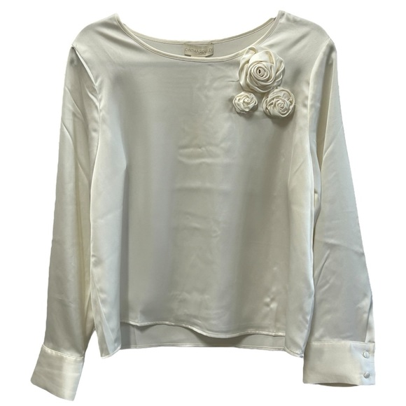 Cynthia Rowley Tops - Cynthia Rowley‎ NWT Women’s Satin Rose-Appliqué Blouse   Sz L